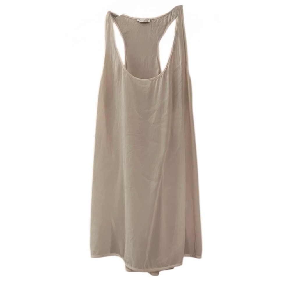Club Monaco 100% Silk Ivory Semi-Sheer Racerback Tank, Size Small
